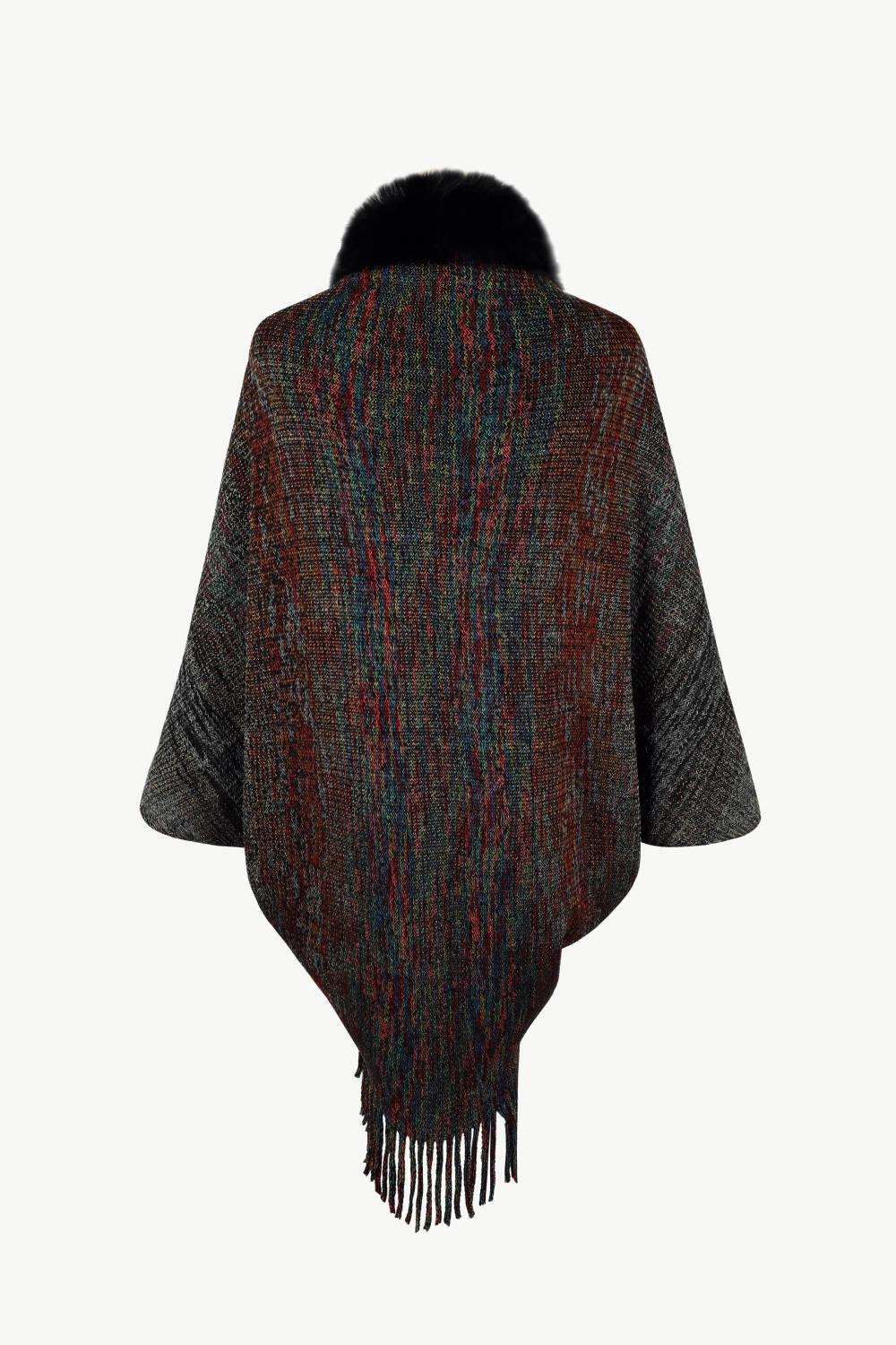 Open Front Fringe Hem Poncho - Trendsi - Flyclothing LLC