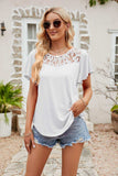 Spliced Lace Flutter Sleeve Top - Trendsi - Flyclothing LLC