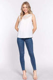 ACTIVE BASIC Round Neck Lace Patch Texture Tank - Trendsi - Flyclothing LLC