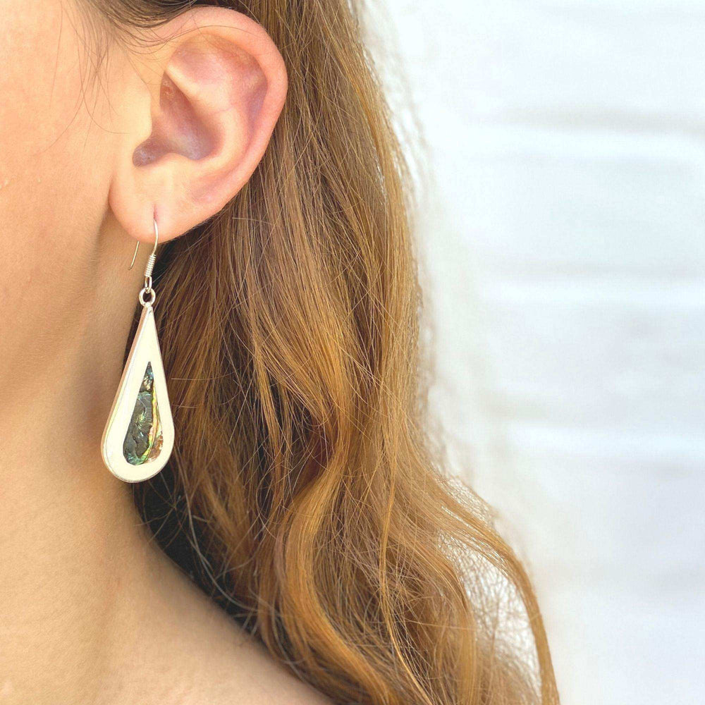 Teardrop Abalone and Mother of Pearl Drop Earrings - Artisana - Flyclothing LLC