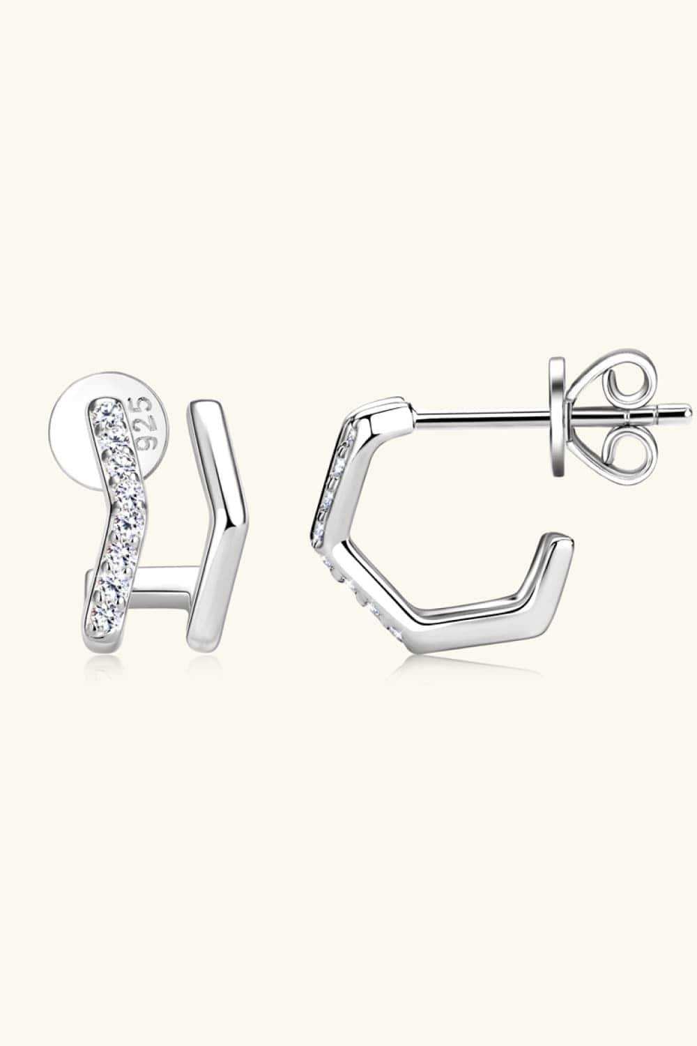 Moissanite 925 Sterling Silver Double-Layered Earrings - Trendsi - Flyclothing LLC