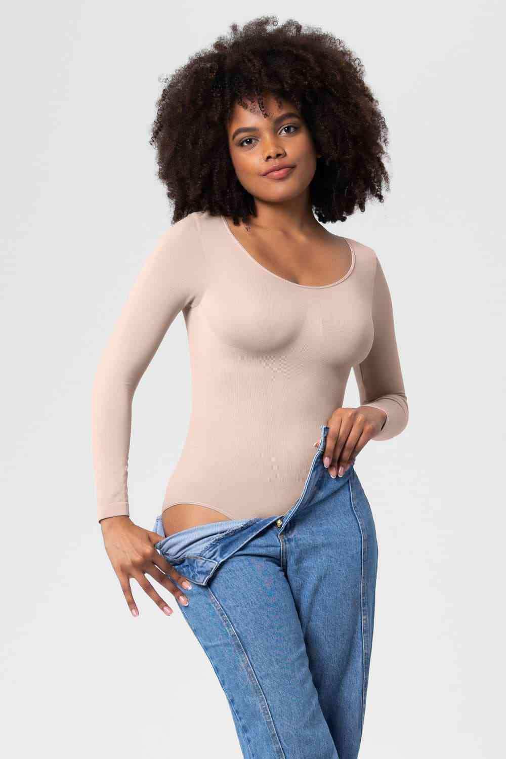 Long Sleeve Shaping Bodysuit - Trendsi - Flyclothing LLC