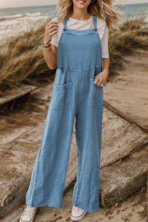 Full Size Wide Leg Front Pocket Jumpsuit - Trendsi - Flyclothing LLC