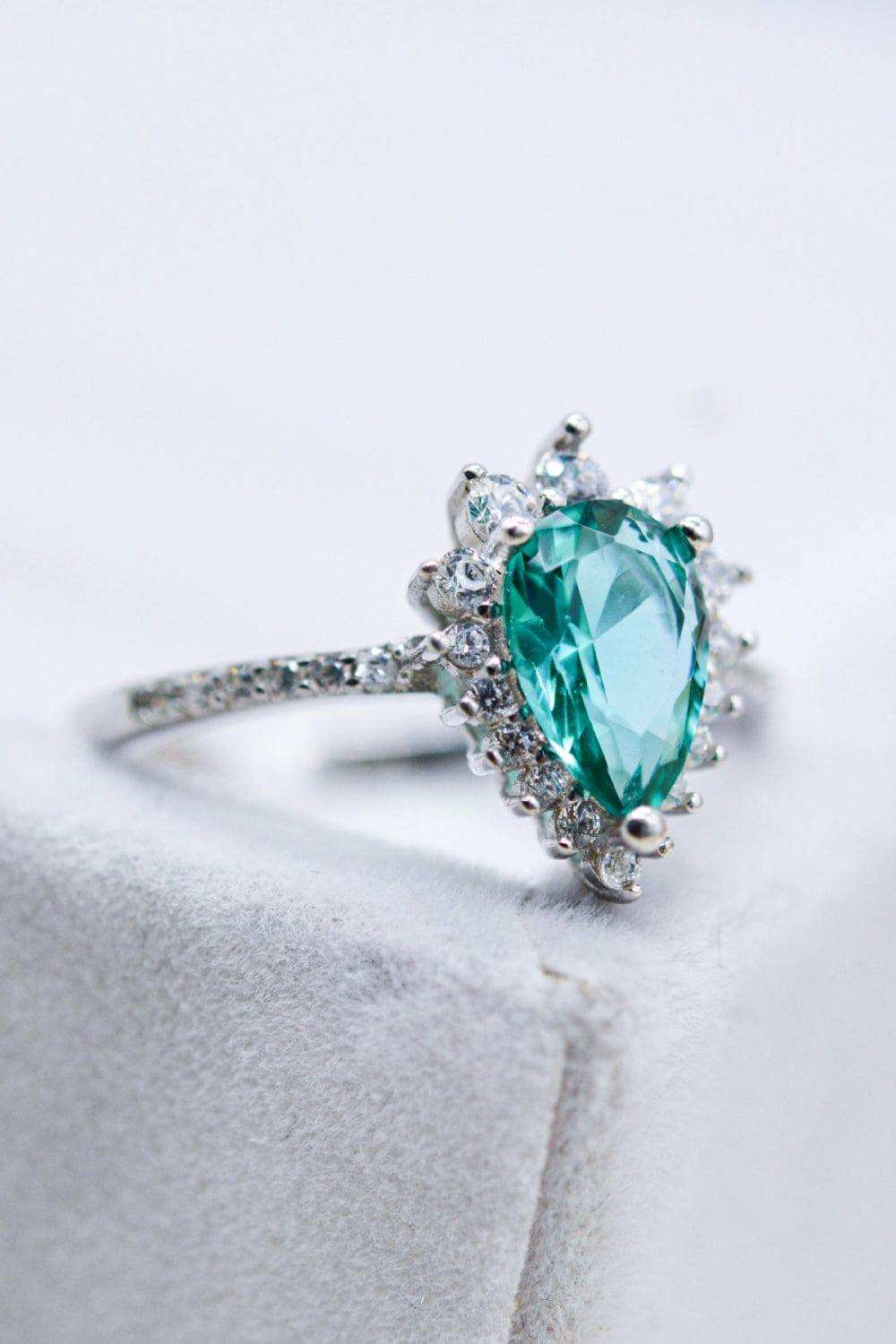 Paraiba Tourmaline Pear Shape Ring - Trendsi - Flyclothing LLC