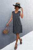V-Neck Frill Trim Sleeveless Dress - Trendsi - Flyclothing LLC