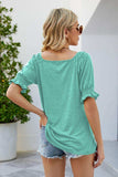 Short Flounce Sleeve Top - Trendsi - Flyclothing LLC