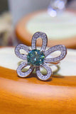 1 Carat Moissanite Flower Shape Open Ring - Trendsi - Flyclothing LLC
