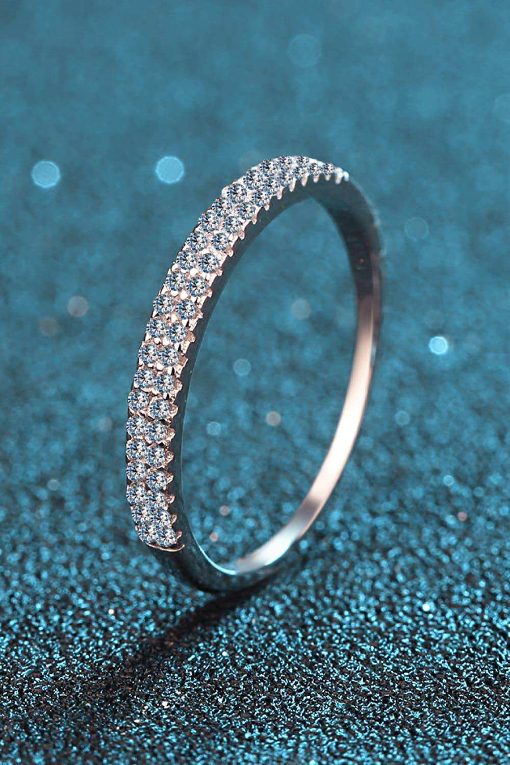 Moissanite 925 Sterling Silver Half-Eternity Ring - Trendsi - Flyclothing LLC