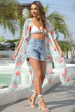 Floral Slit Half Sleeve Cover-Up - Trendsi - Flyclothing LLC