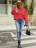 Round Neck Lantern Sleeve Sweater - Trendsi - Flyclothing LLC