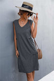 V-Neck Frill Trim Sleeveless Dress - Trendsi - Flyclothing LLC