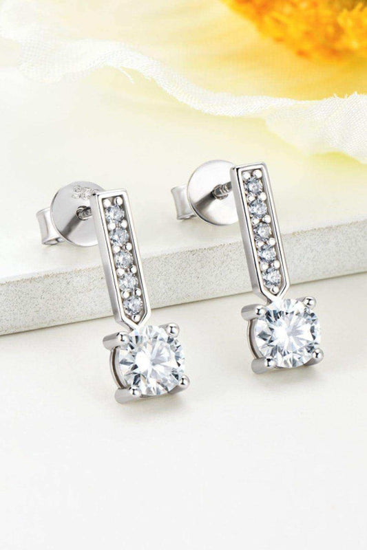 Moissanite and Zircon 925 Sterling Silver Drop Earrings - Trendsi - Flyclothing LLC