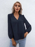 Swiss Dot Frill Trim Puff Sleeve Blouse - Trendsi - Flyclothing LLC