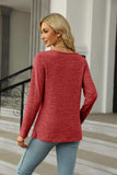 Square Neck Long Sleeve Slit T-Shirt - Trendsi - Flyclothing LLC