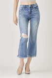 RISEN High Waist Distressed Cropped Bootcut Jeans - Trendsi - Flyclothing LLC