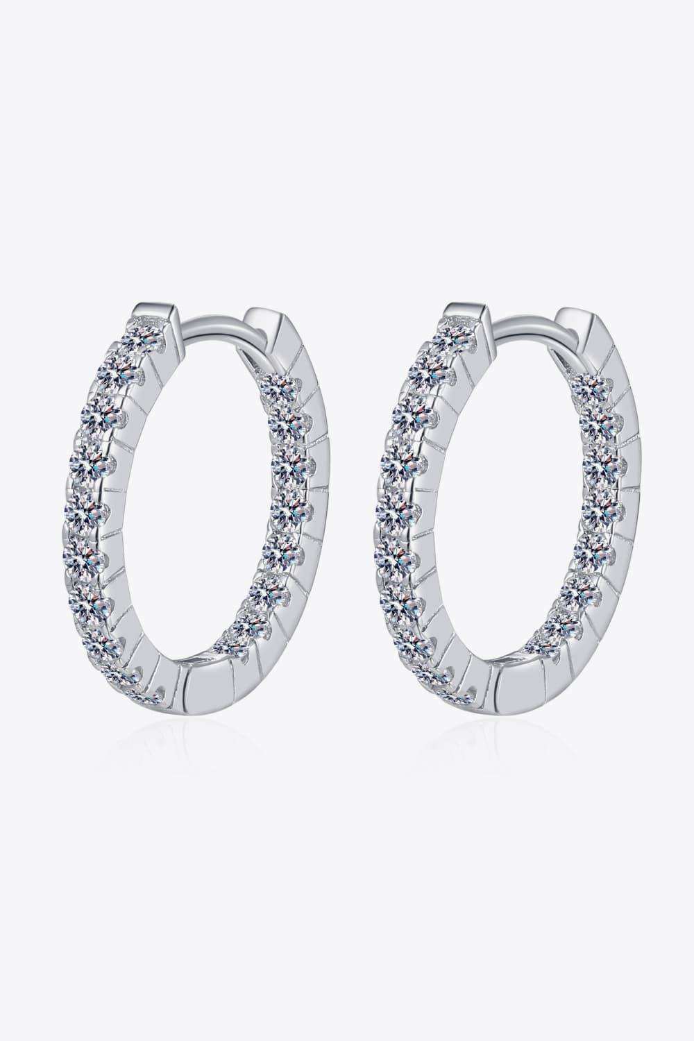 Moissanite 925 Sterling Silver Huggie Earrings - Trendsi - Flyclothing LLC