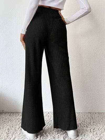 Ribbed High Waist Pants - Trendsi - Flyclothing LLC