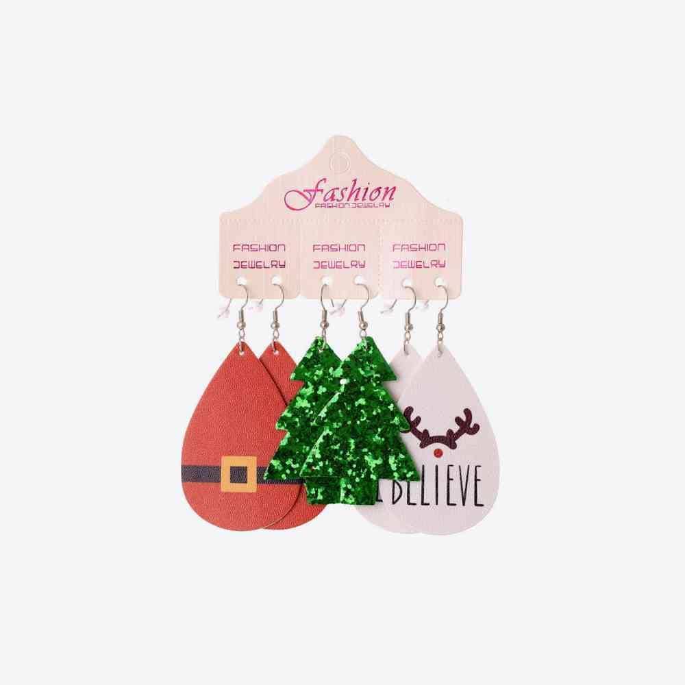 Christmas PU Earrings Set - Trendsi - Flyclothing LLC