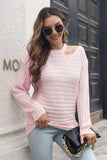 Ribbed Cold Shoulder Round Neck Pullover Sweater - Trendsi - Flyclothing LLC