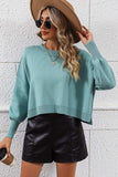 Round Neck Dropped Shoulder Pullover Sweater - Trendsi - Flyclothing LLC