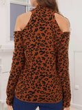 Leopard Cold-Shoulder Sweater - Trendsi - Flyclothing LLC