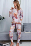 Tie-Dye Crewneck Top and Drawstring Waist Joggers Lounge Set - Trendsi - Flyclothing LLC