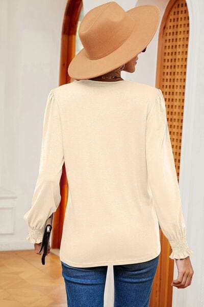 V-Neck Long Sleeve T-Shirt - Trendsi - Flyclothing LLC