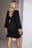 Ruched Ruffled Balloon Sleeve Mini Dress - Trendsi - Flyclothing LLC