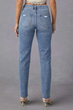 Distressed Raw Hem Straight Jeans with Pockets - Trendsi - Flyclothing LLC