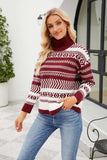 Geometric Turtleneck Long Sleeve Sweater - Trendsi - Flyclothing LLC