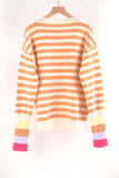 Warm Spice Striped Round Neck Sweater - Trendsi - Flyclothing LLC
