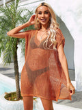 Side Slit Plunge Openwork Cover-Up - Trendsi - Flyclothing LLC