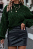 Cable-Knit Mock Neck Dropped Shoulder Sweater - Trendsi - Flyclothing LLC