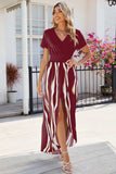 Smocked High-Low Printed Surplice Dress - Trendsi - Flyclothing LLC
