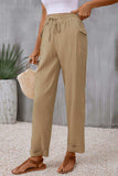 Tie Waist Pocketed Long Pants - Trendsi - Flyclothing LLC