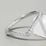 V Shape Inlaid Zircon 925 Sterling Silver Ring - Trendsi - Flyclothing LLC