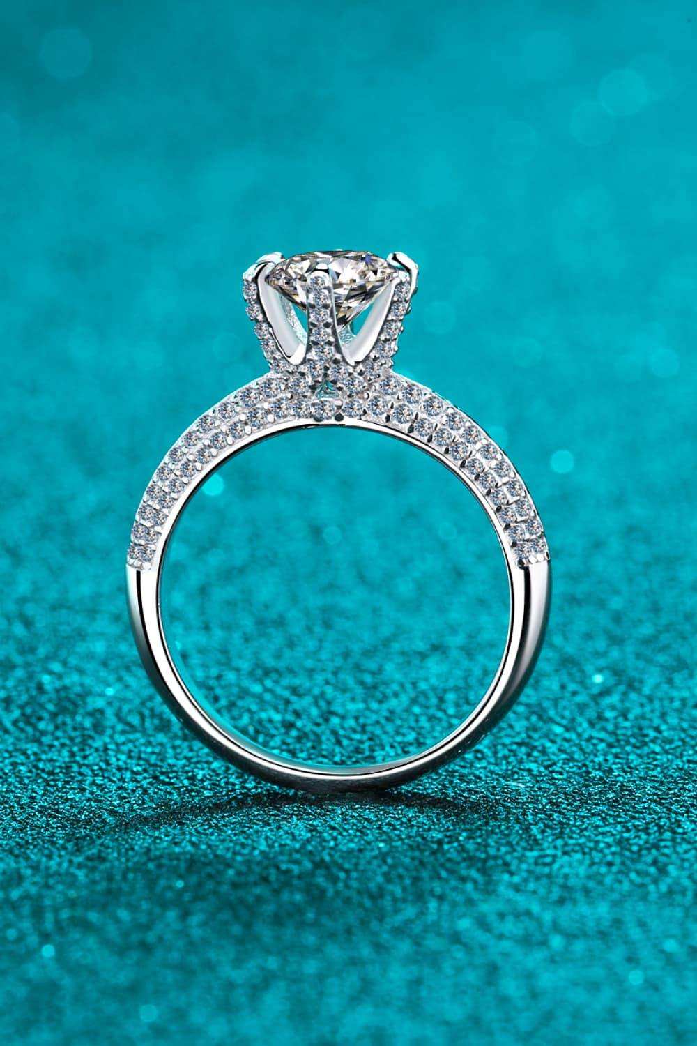2 Carat Moissanite 925 Sterling Silver Side Stone Ring - Trendsi - Flyclothing LLC