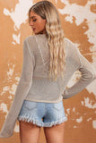 Openwork Round Neck Long Sleeve Knit Top - Trendsi - Flyclothing LLC