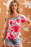 Floral Tie Back Square Neck Blouse - Trendsi - Flyclothing LLC
