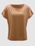 Round Neck Short Sleeve T-Shirt - Trendsi - Flyclothing LLC