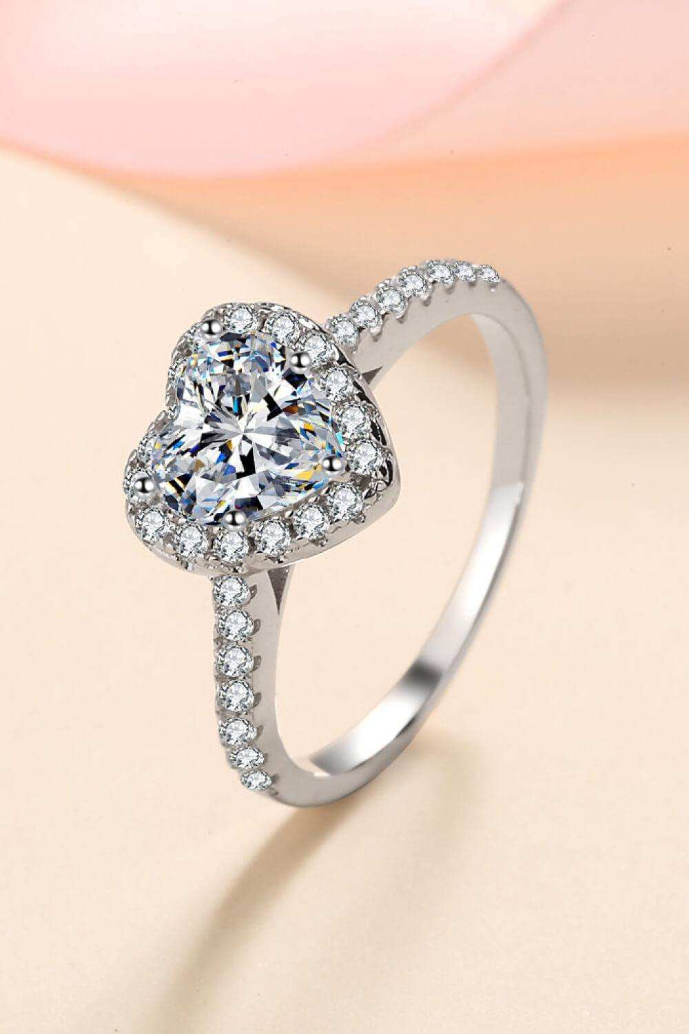 1 Carat Moissanite Heart-Shaped Ring - Trendsi - Flyclothing LLC