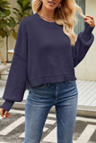 Round Neck Dropped Shoulder Sweater - Trendsi - Flyclothing LLC