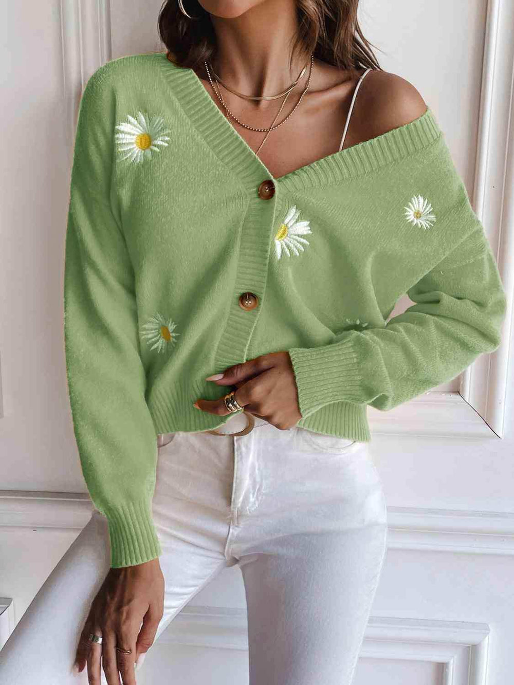 Floral Button Up Cardigan - Trendsi - Flyclothing LLC