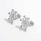 925 Sterling Silver Zircon Snowflake Earrings - Trendsi - Flyclothing LLC