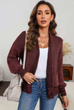 Waffle-knit Pocketed Open Front Cardigan - Trendsi - Flyclothing LLC