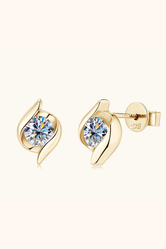 1 Carat Moissanite 925 Sterling Silver Stud Earrings - Trendsi - Flyclothing LLC
