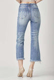 RISEN High Waist Distressed Cropped Bootcut Jeans - Trendsi - Flyclothing LLC