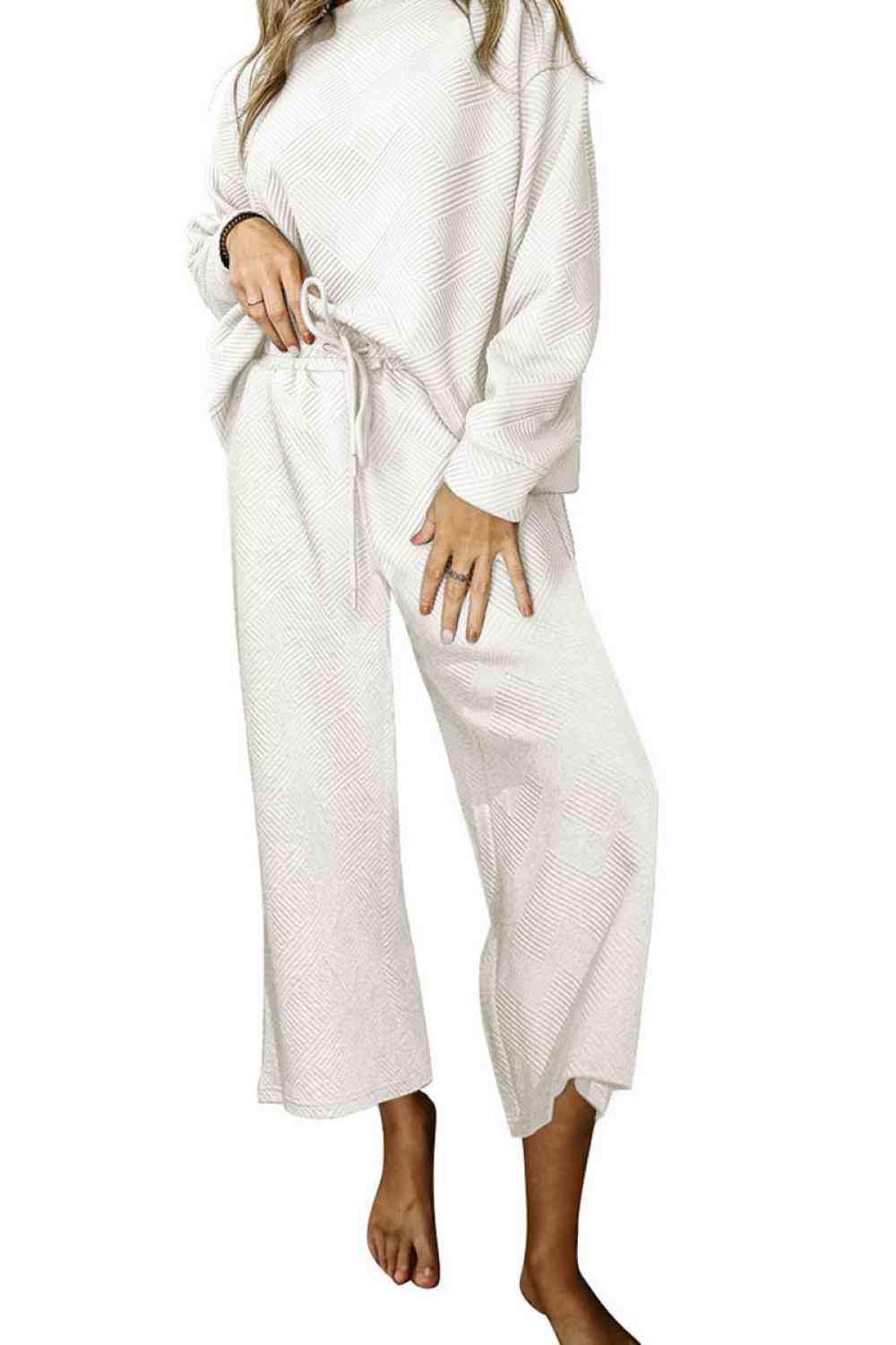 Dropped Shoulder Top and Pants Set - Trendsi - Flyclothing LLC