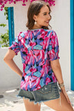 Floral Round Neck Puff Sleeve Top - Trendsi - Flyclothing LLC