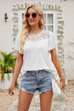Spliced Lace Flutter Sleeve Top - Trendsi - Flyclothing LLC